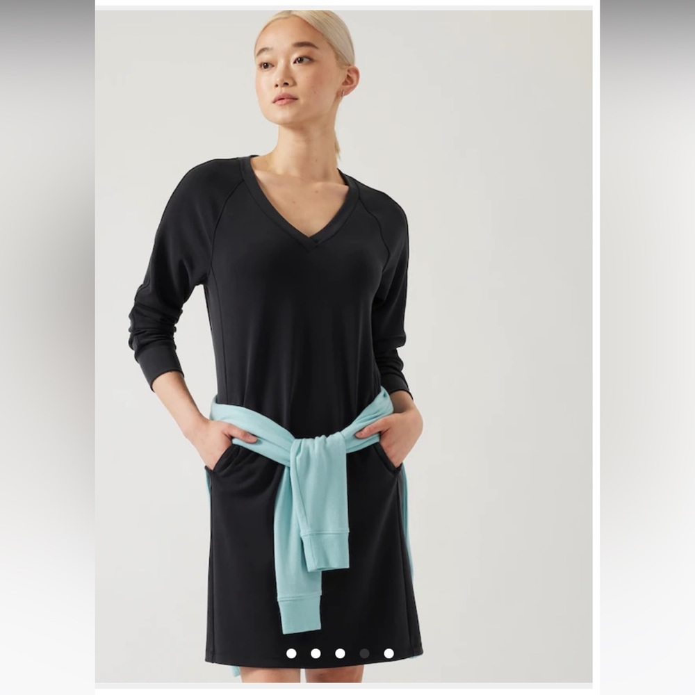 ATHLETA SEASOFT LONG SLEEVE DRESS NEW WITH TAGS IN BLACK - Picture 1 of 11